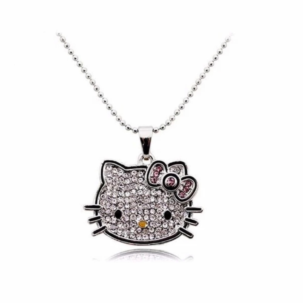 ✨NWT✨ Hello Kitty 925 Silver Plated Sparkling Pendant Necklace - Picture 2 of 13